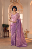 Mehek Lavender Shaded Pure Silk Cutwork Saree