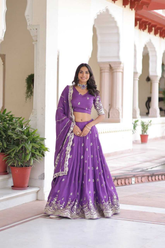 Signature Zari Embroidered Vichitra Silk Lehenga