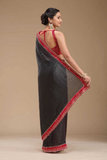 Black Tissue Gold Crush Saree with Bandhani Border & Bead Handwork