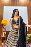 Heavy Kasturi Silk Black Lehenga Choli with Georgette Dupatta