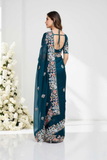 Soft Rangoli Silk Embroidered Saree with Piping Border & Matching Banglory Silk Blouse