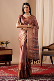 Rose Patola Soft Lichi Silk Printed Saree