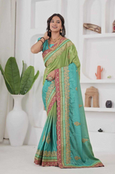 Green Radiance Chinon Silk Saree