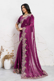Soft Space Silk Saree with Embroidered Cutwork Aari Border