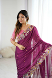 Premium Noha Crush Saree with Heavy Embroidery, Sequins & Cutwork Border