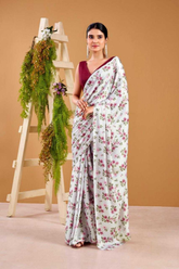Garden Romance Floral Print Saree