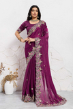 Soft Space Silk Saree with Embroidered Cutwork Aari Border
