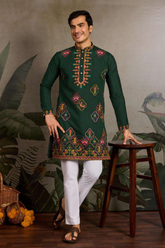 Dark Green Embroidered Kurta Set