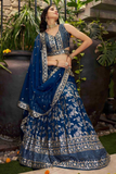 Royal Floral Dola Silk Jacquard Lehenga Choli Set with Organza Dupatta