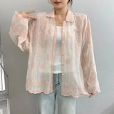 Heritage Bloom Embroidered Cotton Top- Pastel Pink