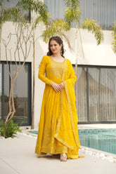 Yellow Zaria Bloom Gown Set