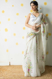 Pure soft tabby silk saree with floral digital prints