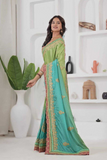Green Radiance Chinon Silk Saree