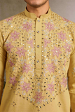 Yellow Embroidered Kurta Set with White Pant