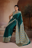 Emerald Ajrakh Pure Modal Satin Printed Saree