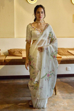 Pure soft tabby silk saree with floral digital prints