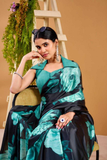 Vintage Rose Satin Saree