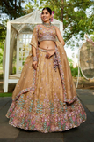 Golden Tissue Embroidered Designer Lehenga Set