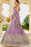 Purple Sky Bloom Satin Silk Lehenga Choli Set