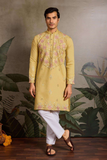 Yellow Embroidered Kurta Set with White Pant