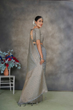 Elegant Gray Soft Tusser Silk Saree with Jacquard Blouse