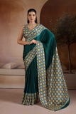 Emerald Ajrakh Pure Modal Satin Printed Saree