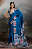 Mandala Pure Modal Satin Ajrakh Print Saree