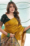 Mustard Yellow Lichi Silk Saree with Rich Pallu & Jacquard Weave