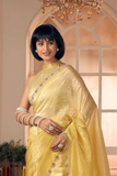 Mehek Yellow Shaded Pure Silk Cutwork Saree