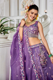 Lavender Tissue Embroidered Designer Lehenga Set