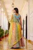 Multi-Color Sequins Embroidered Net Lehenga Set