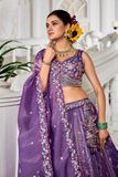 Lavender Tissue Embroidered Designer Lehenga Set