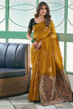 Mustard Yellow Lichi Silk Saree with Rich Pallu & Jacquard Weave