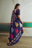 Ivory Abstract Pure Modal Satin Ajrakh Print Saree