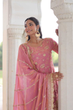 Ishani Rosé – Fendy Silk Embroidered Sharara Suit Set