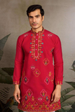 Red Embroidered Kurta Set