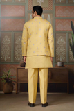 Yellow Embroidered Kurta with Koti & Bottom