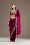 Rani Fandy Chiffon Saree with Heavy Embroidery and Sequin Work