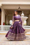 Purple Premium Gold Crush Lehenga Choli Set