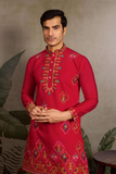 Red Embroidered Kurta Set