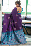 Deep Purple Lichi Silk Saree with Rich Pallu & Jacquard Weave