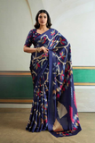 Ivory Abstract Pure Modal Satin Ajrakh Print Saree