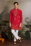 Red Embroidered Kurta Set