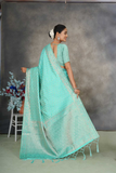 Elegant Blue Soft Tusser Silk Saree with Jacquard Blouse