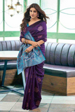 Deep Purple Lichi Silk Saree with Rich Pallu & Jacquard Weave