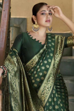 Forest Buti Banarasi Soft Silk Gold Zari Woven Saree