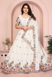 Ivory Star Georgette Embroidered Lehenga Set