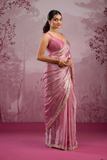 Premium Pink Silk Saree with Real Mirror & Glitter Dori Work