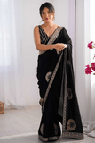 Plamy Black Elegance Rangoli Party Wear Saree - kavyo.in