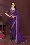 Purple Premium Rangoli Silk Saree with Embroidery Lace Border & Heavy Blouse Work